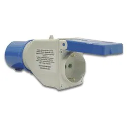 Adattatore spina CEE 220V 1 presa 2P+T 10/16A (pluristd italiano e tedesco IP44) Blu e Bianco 73108 - immagine 1