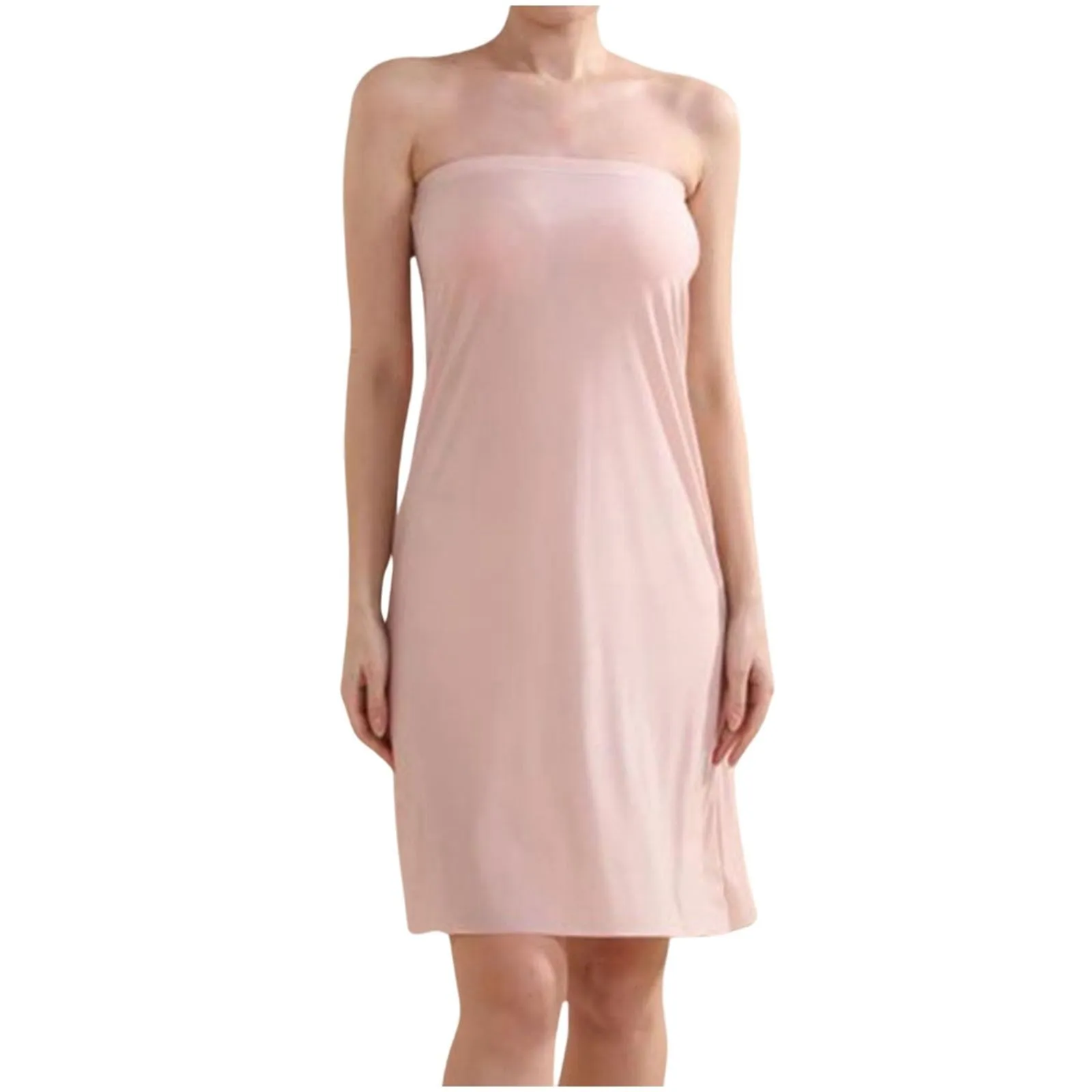 Generisch Sottogonna Lunga Da Donna, Lunghezza Al Ginocchio, Antistatica, Liscia, Morbida, Elegante, Classica, Rosa Chiaro, M - immagine 2