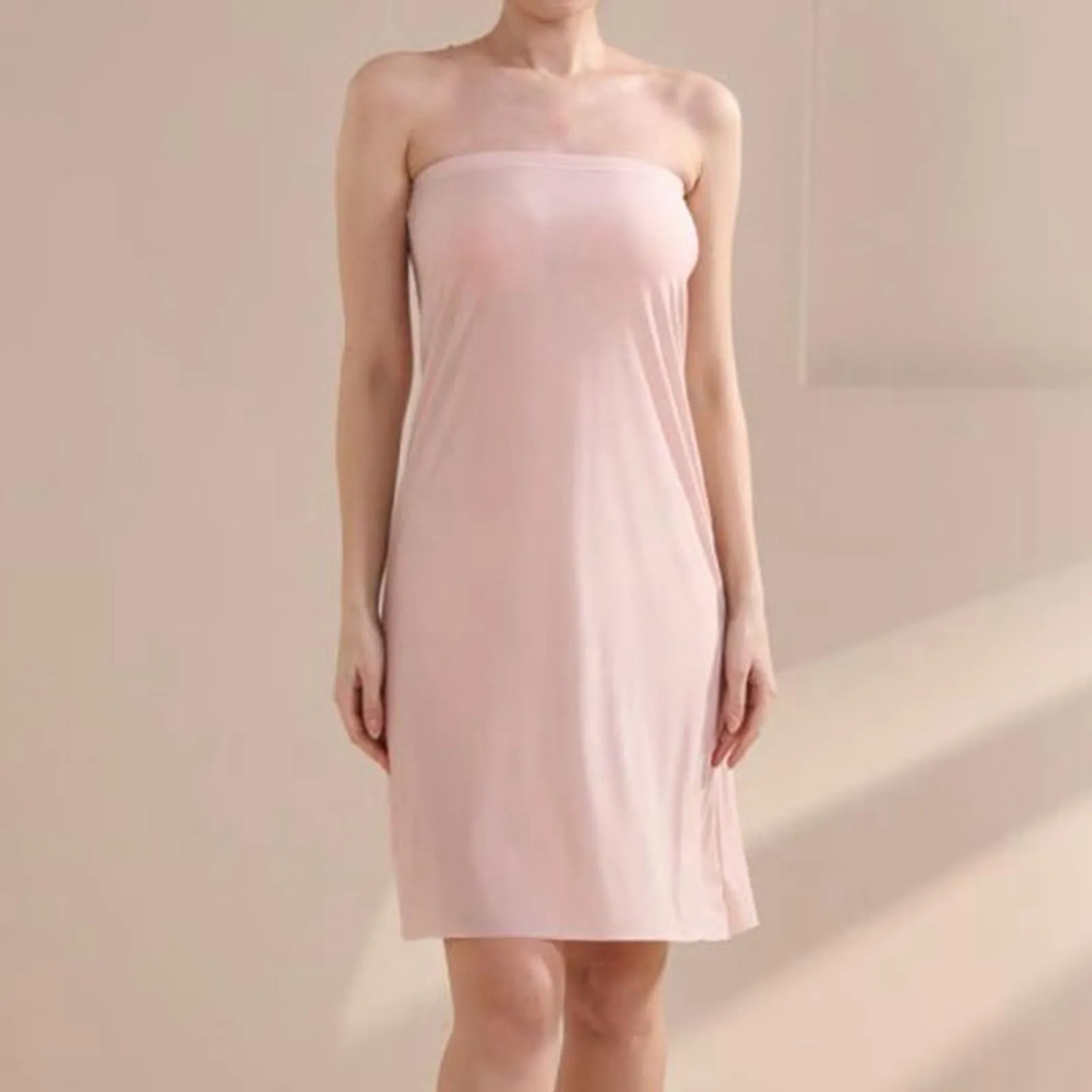 Generisch Sottogonna Lunga Da Donna, Lunghezza Al Ginocchio, Antistatica, Liscia, Morbida, Elegante, Classica, Rosa Chiaro, M - immagine 3