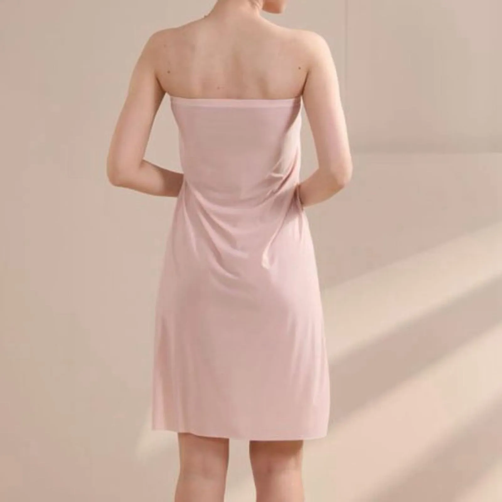 Generisch Sottogonna Lunga Da Donna, Lunghezza Al Ginocchio, Antistatica, Liscia, Morbida, Elegante, Classica, Rosa Chiaro, M - immagine 5