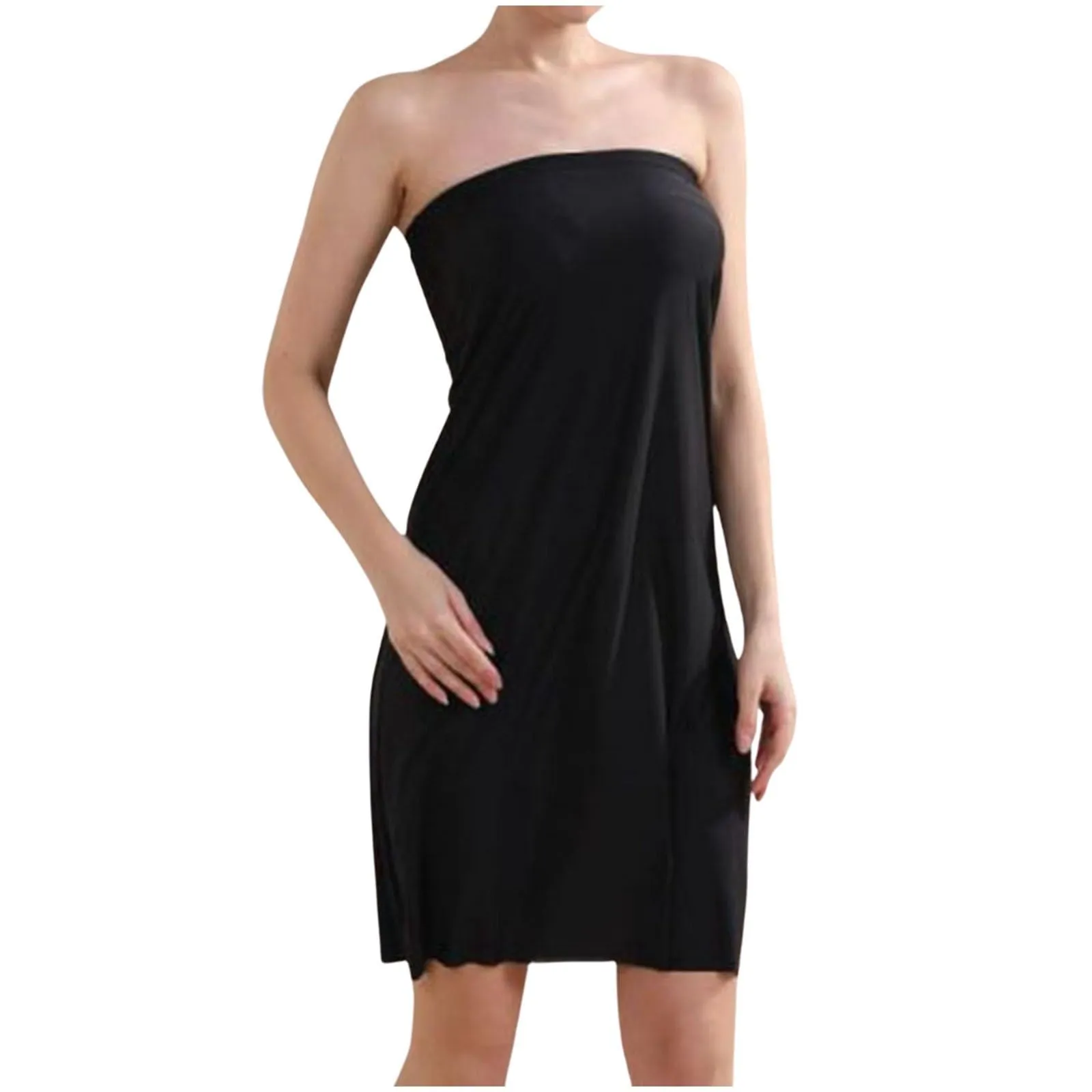 Sottoveste da donna, lunga, mezza gonna al ginocchio, petticoat, antistatica, liscia, morbida, elegante, classica, sottogonna, gonna a matita lunga, mezza gonna, Nero , XL - immagine 2