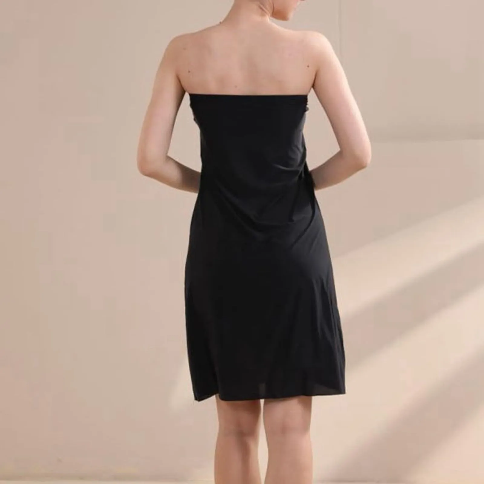 Sottoveste da donna, lunga, mezza gonna al ginocchio, petticoat, antistatica, liscia, morbida, elegante, classica, sottogonna, gonna a matita lunga, mezza gonna, Nero , XL - immagine 7