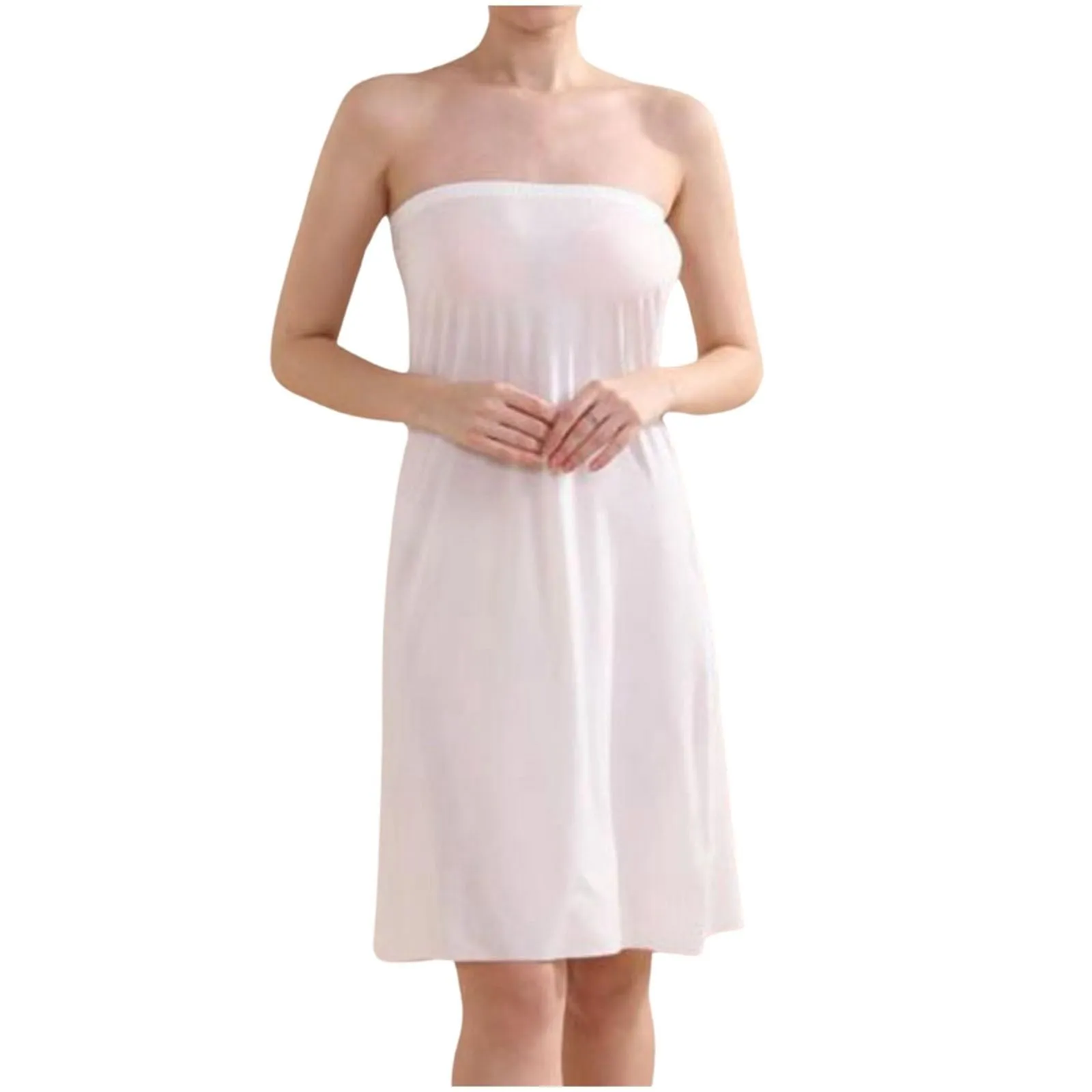 Sottogonna lunga da donna, lunghezza al ginocchio, sottogonna antistatica, liscia, morbida, elegante, classica, sottogonna lunga, bianco, XL - immagine 2