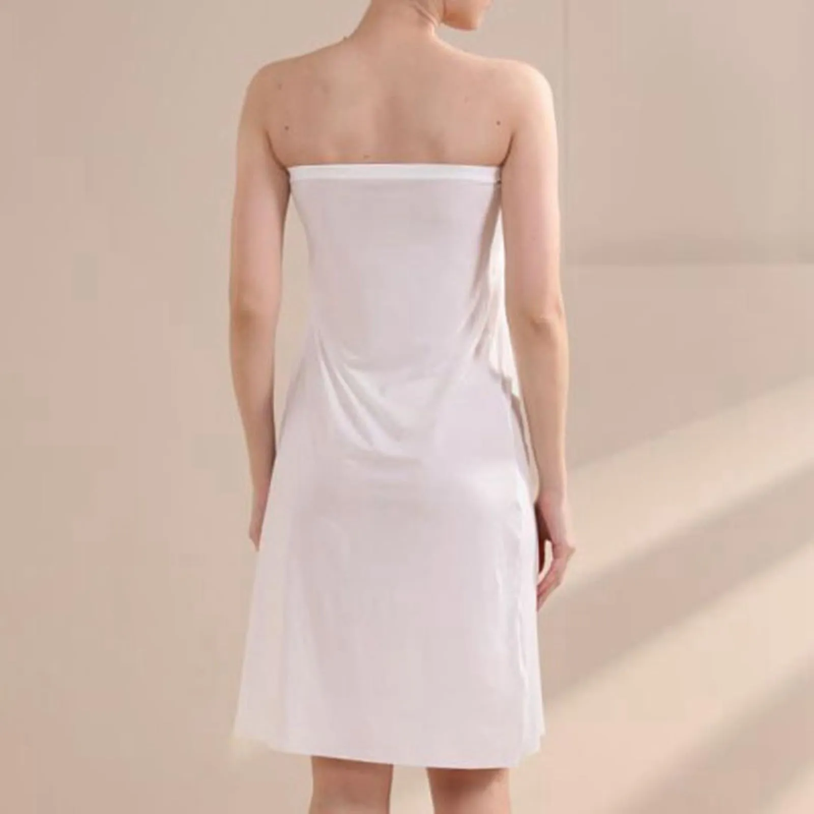 Sottogonna lunga da donna, lunghezza al ginocchio, sottogonna antistatica, liscia, morbida, elegante, classica, sottogonna lunga, bianco, XL - immagine 6