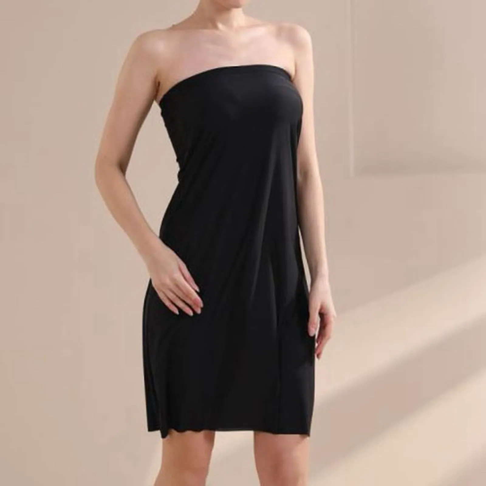 Sottogonna da donna, lunghezza al ginocchio, antistatica, liscia, morbida, elegante, classica, a matita, lunga, Nero , M - immagine 5
