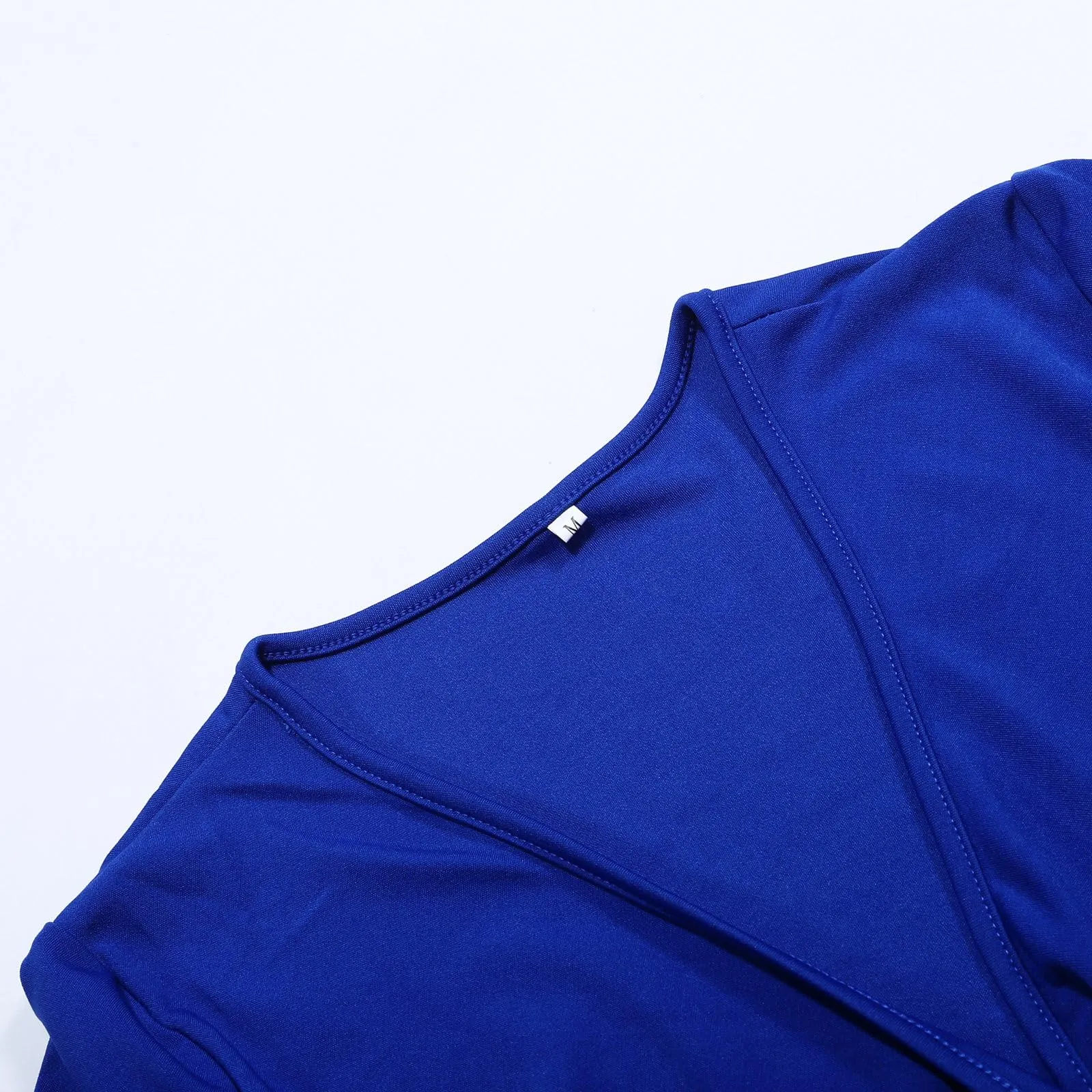 Abiti estivi da donna UK con scollo a V pieghettato abito casual vestibilità ampia manica corta spiaggia gonna lunga fluida abiti larghi abito estivo da donna, Blu, 3XL - immagine 5