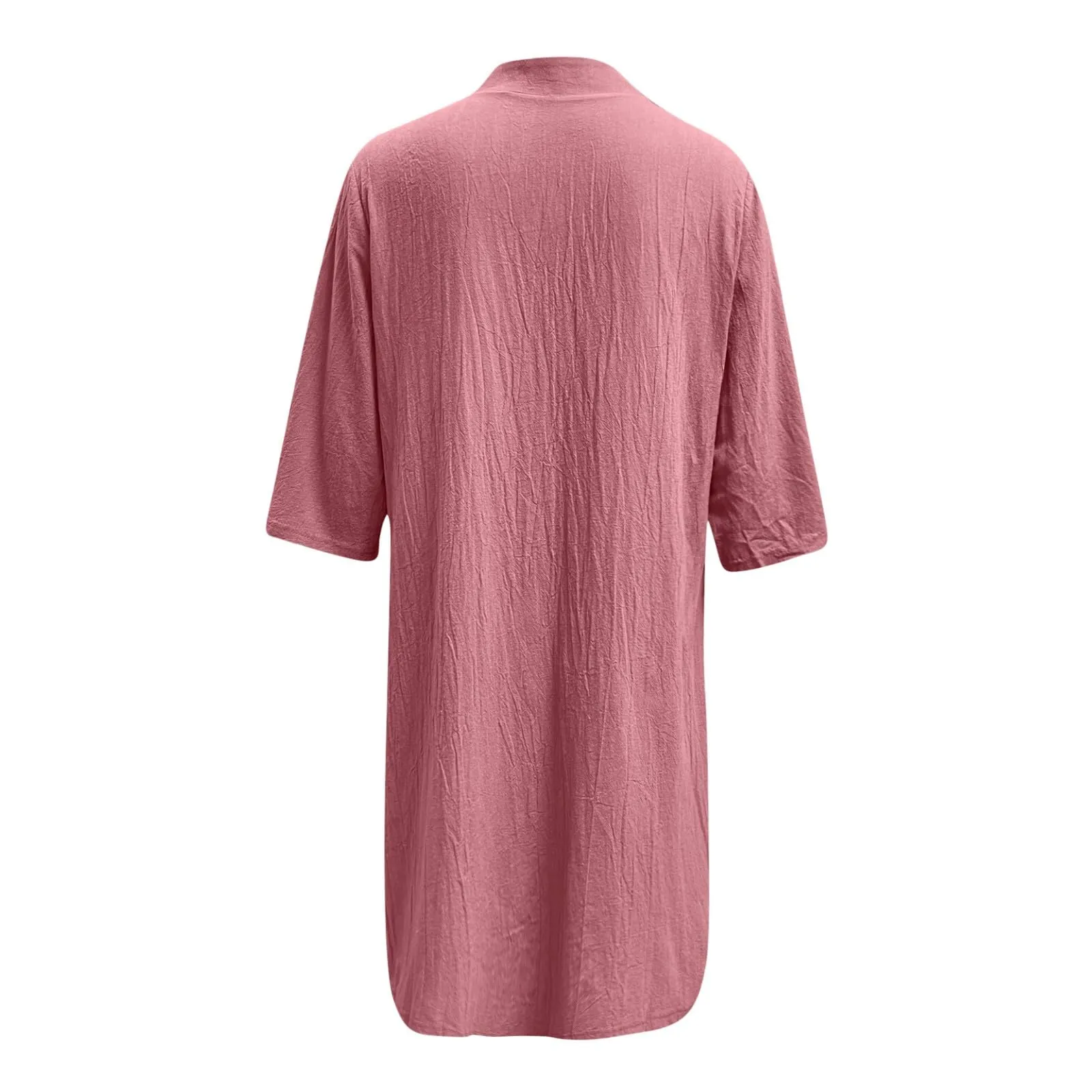 Abiti da donna UK elegante camicia midi abito con colletto risvolto e mezza manica bottone frontale stile casual abiti larghi abito estivo da donna, rosa, XXL - immagine 4