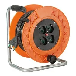 Avvolgicavo elettrico (50m; H05VV-F 3x1,5 mmq) 4P GOLIA Arancio e Nero 10221 - immagine 1
