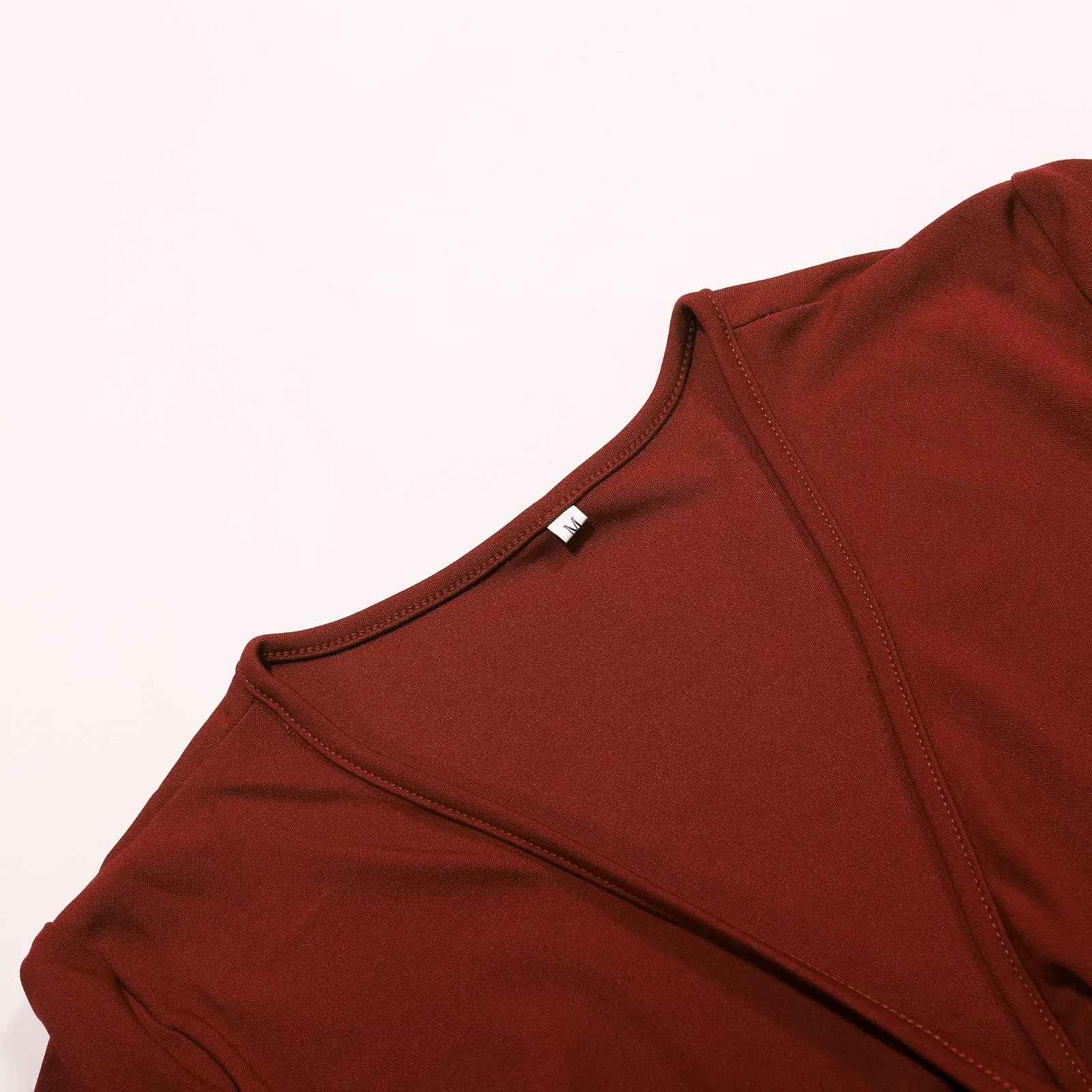 Abiti estivi da donna UK con scollo a V pieghettato abito casual vestibilità ampia manica corta spiaggia gonna lunga fluida abiti larghi abito estivo da donna, Rosso, S - immagine 5