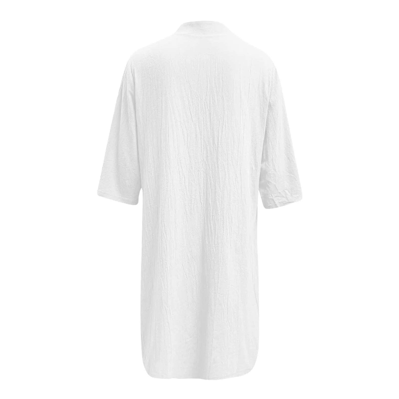 Abiti da donna UK elegante camicia midi abito con colletto risvolto e mezza manica bottone frontale stile casual abiti larghi abito estivo da donna, bianco, S - immagine 4