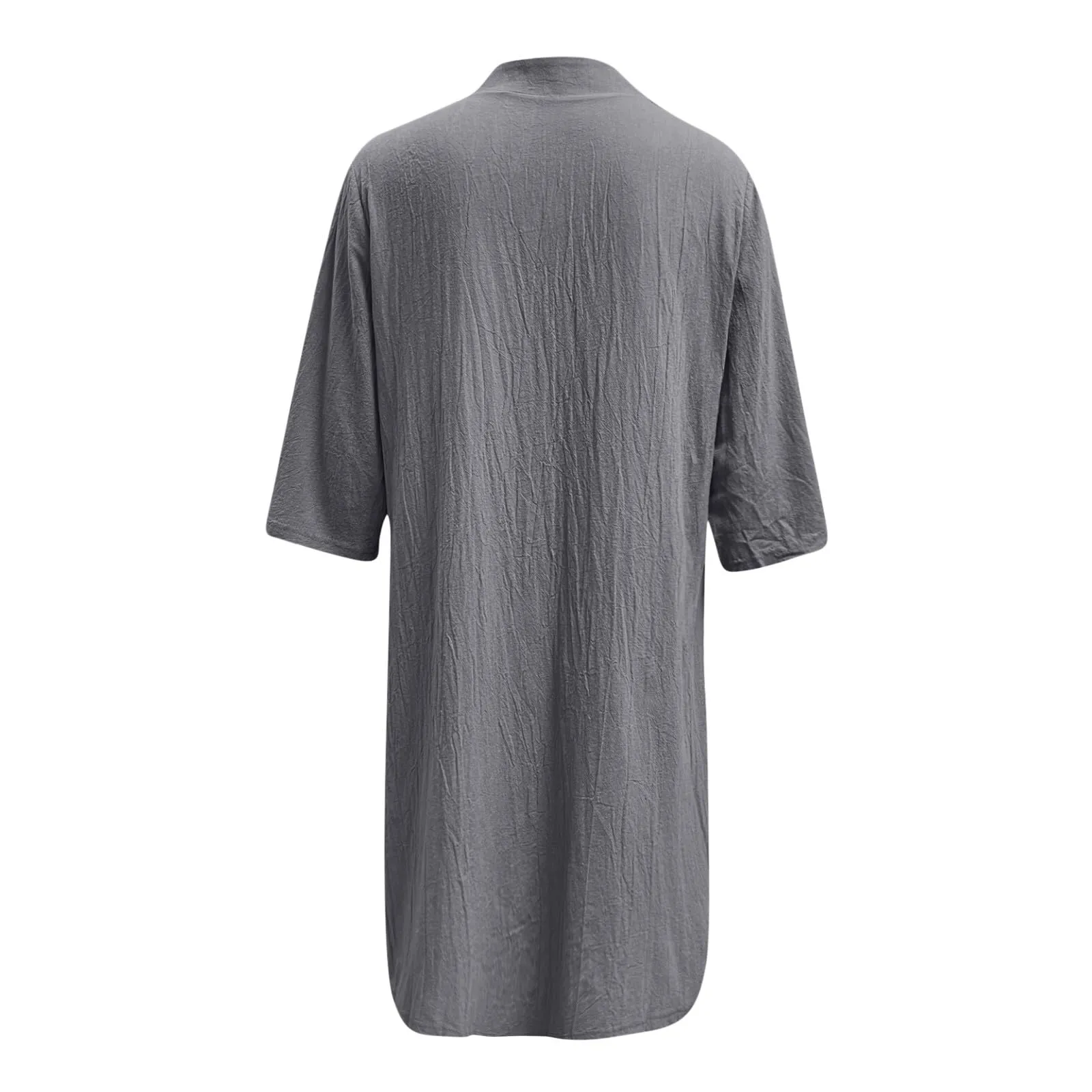 Abiti da donna UK elegante camicia midi abito con colletto risvolto e mezza manica bottone frontale stile casual abiti larghi abito estivo da donna, Grigio, XL - immagine 4