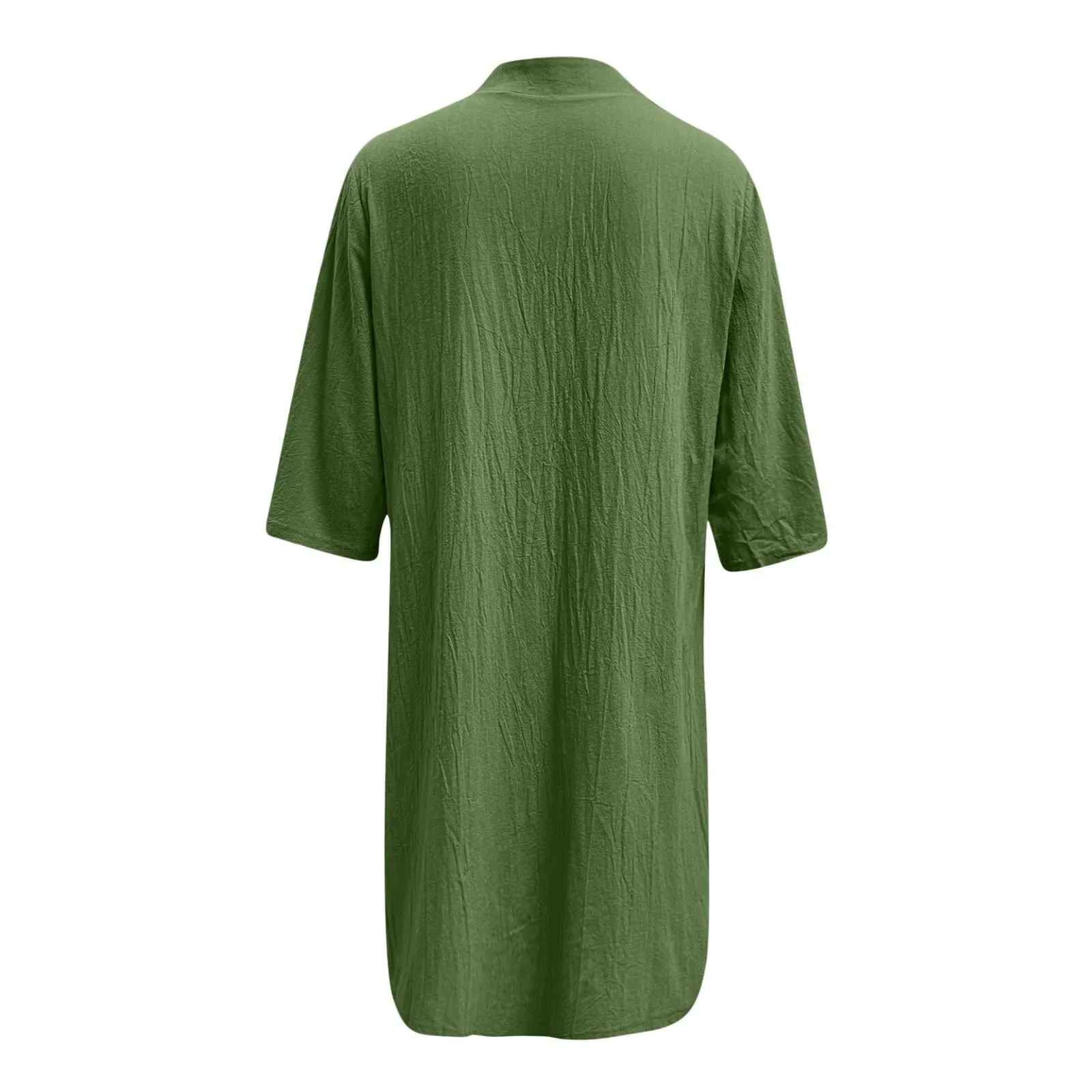 Abiti da donna UK elegante camicia midi abito con colletto risvolto e mezza manica bottone frontale stile casual abiti larghi abito estivo da donna, Verde, M - immagine 3
