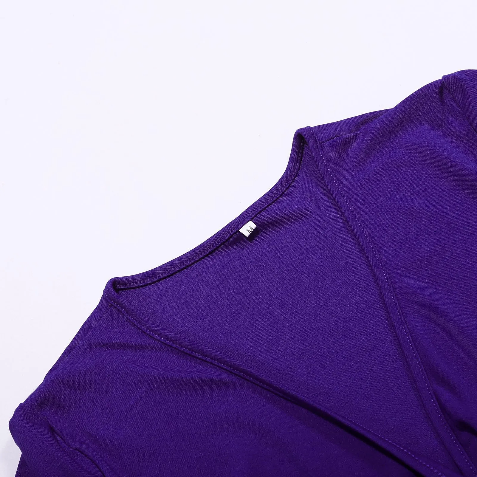 Abiti estivi da donna UK con scollo a V pieghettato abito casual vestibilità ampia manica corta spiaggia gonna lunga fluida abiti larghi abito estivo da donna, Viola, S - immagine 7