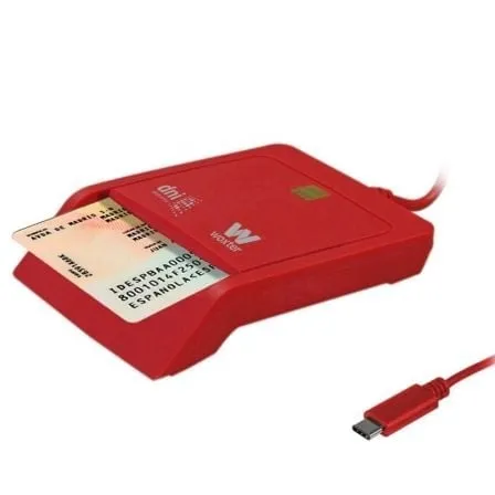 Lettore DNI Woxter PE26-199 Adattatore USB-A USB-C rosso LED Smart Card compatibile - immagine 1