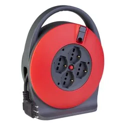 Avvolgicavo elettrico (10m; H05VV-F 3x1,5 mmq) 4P SALVASPAZIO Rosso e Nero PP2742R - immagine 1