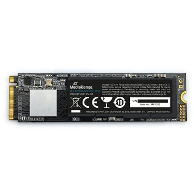 MediaRange MR1032 512 GB SSD 2080 MB/s M.2 PCIe 3.1 x4 + Basso consumo - immagine 1