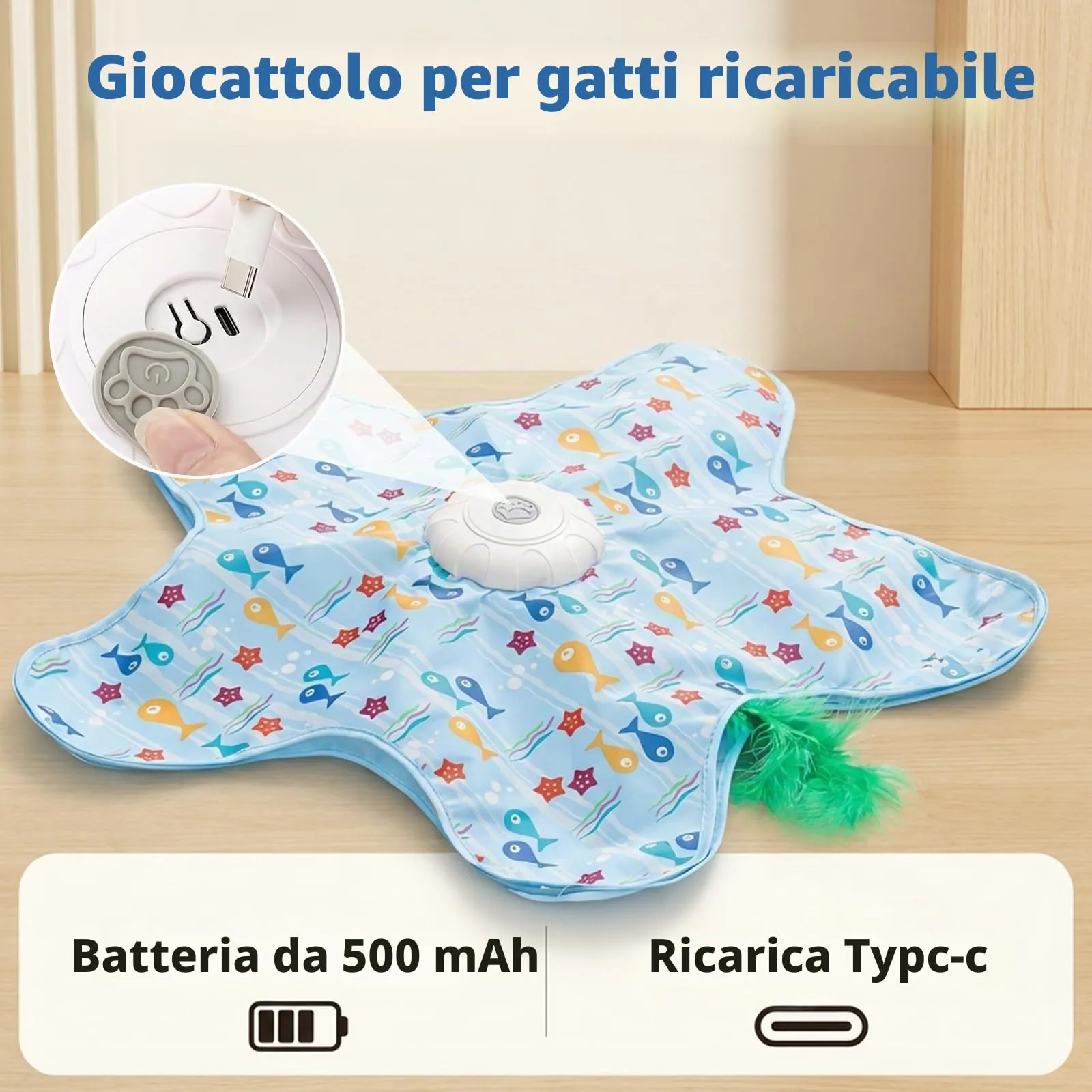 Giochi Interattivi per Gatti, Gioco Gatto Ricaricabile via Usb con Canto Degli Uccellini, Giochi per Gatti Elettrico con 3 Modalità, Gioco Interattivo Gatto per Gatti Domestici, Gattini e Gatti Adult - immagine 2