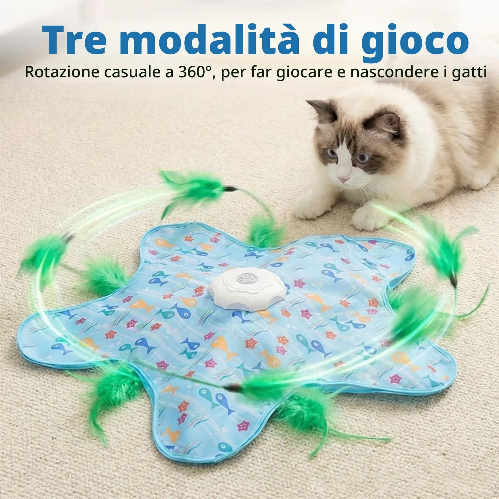 Giochi Interattivi per Gatti, Gioco Gatto Ricaricabile via Usb con Canto Degli Uccellini, Giochi per Gatti Elettrico con 3 Modalità, Gioco Interattivo Gatto per Gatti Domestici, Gattini e Gatti Adult - immagine 4
