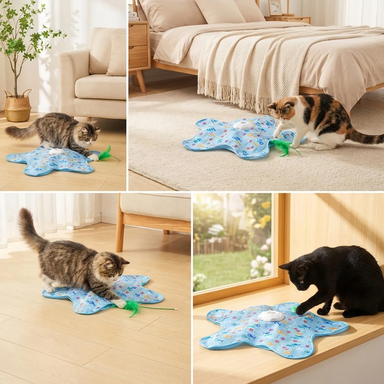 Giochi Interattivi per Gatti, Gioco Gatto Ricaricabile via Usb con Canto Degli Uccellini, Giochi per Gatti Elettrico con 3 Modalità, Gioco Interattivo Gatto per Gatti Domestici, Gattini e Gatti Adult - immagine 7