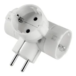 Adattatore 3 prese 2P+T 16A (std tedesco) Bianco PP2350R - immagine 1