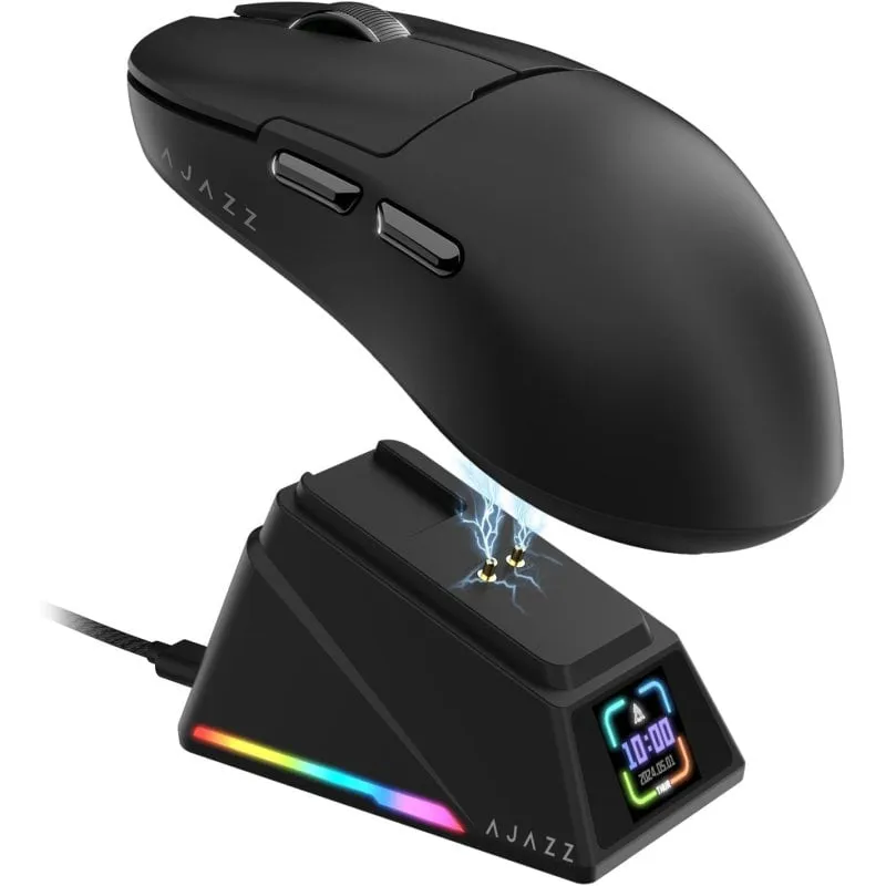 Mouse wireless Ajazz con base magnetica ultraleggera da 42000 DPI e display RGB - immagine 1