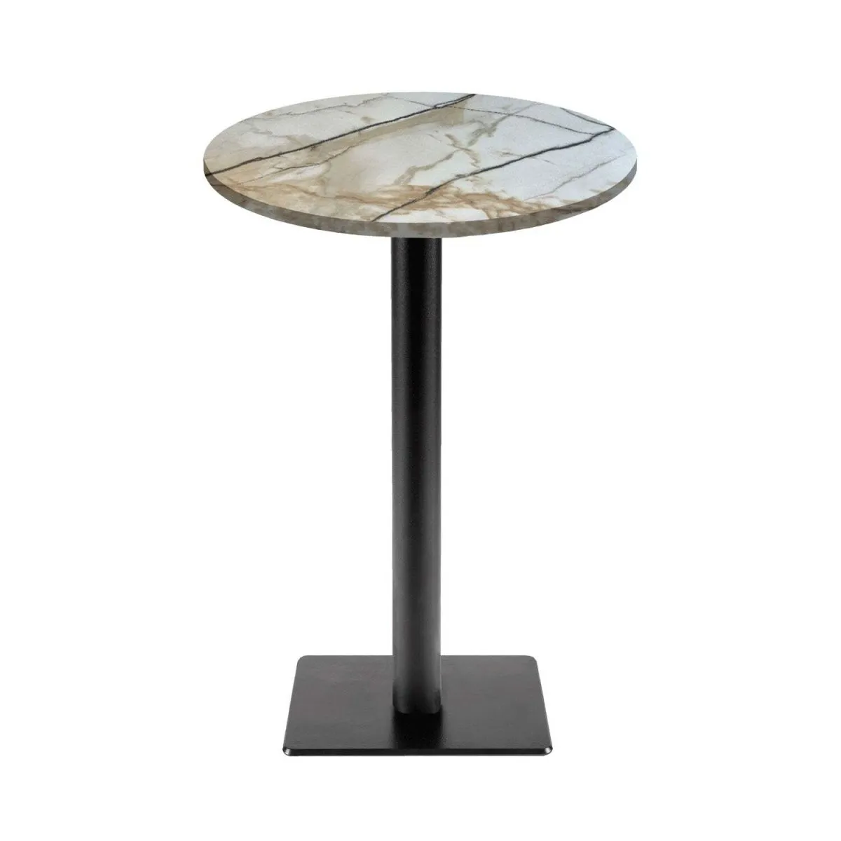 RestooTab Tavolo alto Milano-T rotondo - laminato pietra; 113x60 cm (HxØ); bianco lana/grigio/marmorizzato; rotonda - immagine 1
