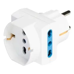 Adattatore 2 prese 2P+T 10/16A (bipasso italiano); 1 presa 2P+T 10/16A (pluristd italiano e tedesco) Bianco PP2351R - immagine 1