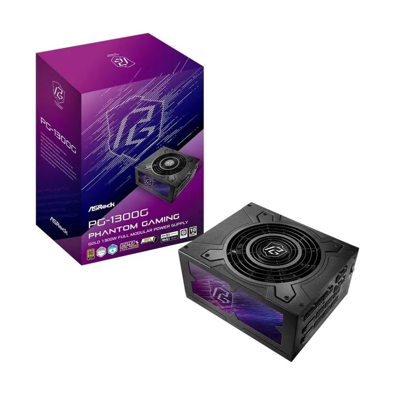 Alimentatore modulare ATX ad alta potenza Asrock Phantom Gaming da 1300 W, nero - immagine 1