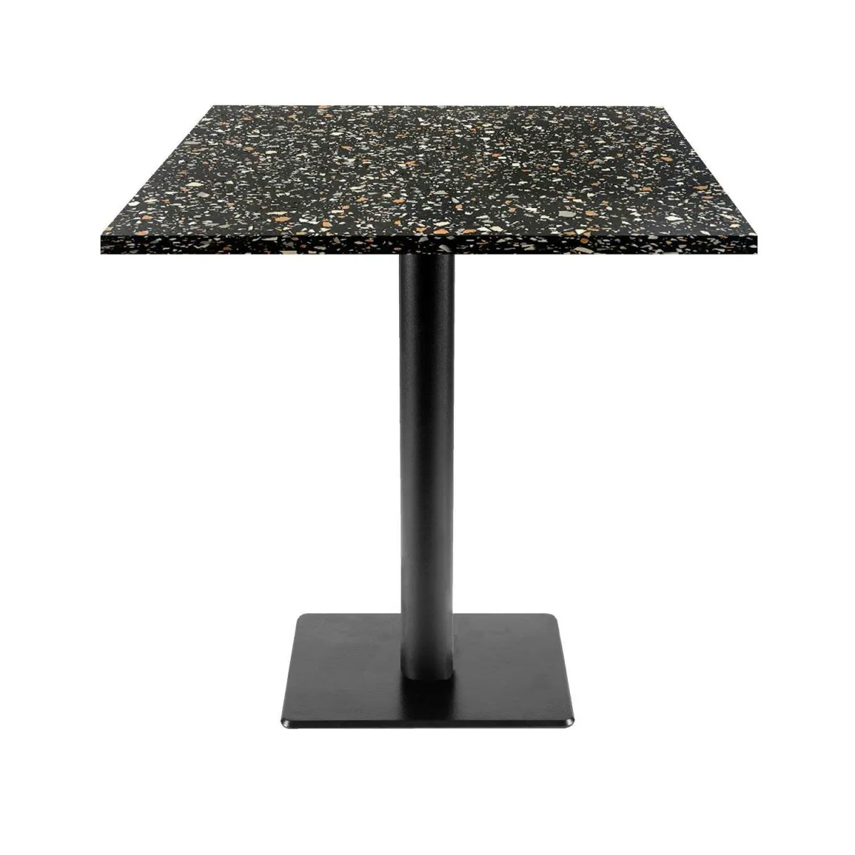 RestooTab Tavolo Milano-T quadrato - laminato pietra; 70x70x75 cm (LxLxH); nero/terazzo; quadrata - immagine 1