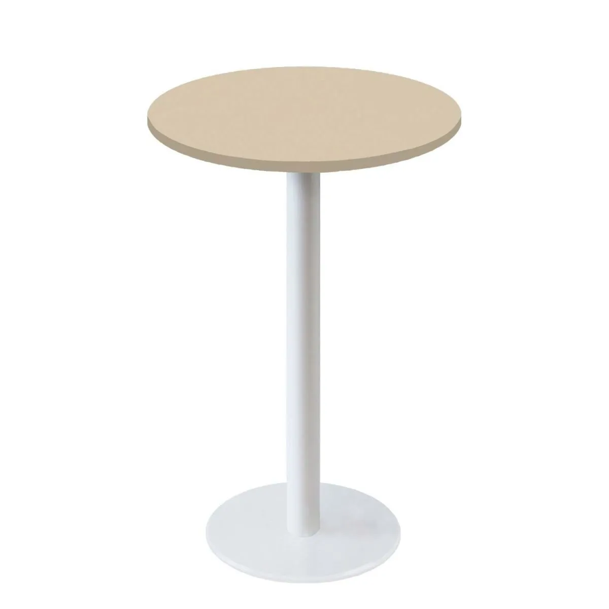 RestooTab Tavolo alto Roma rotondo base bianco - laminato tinta unita; 113x60 cm (HxØ); beige; rotonda - immagine 1