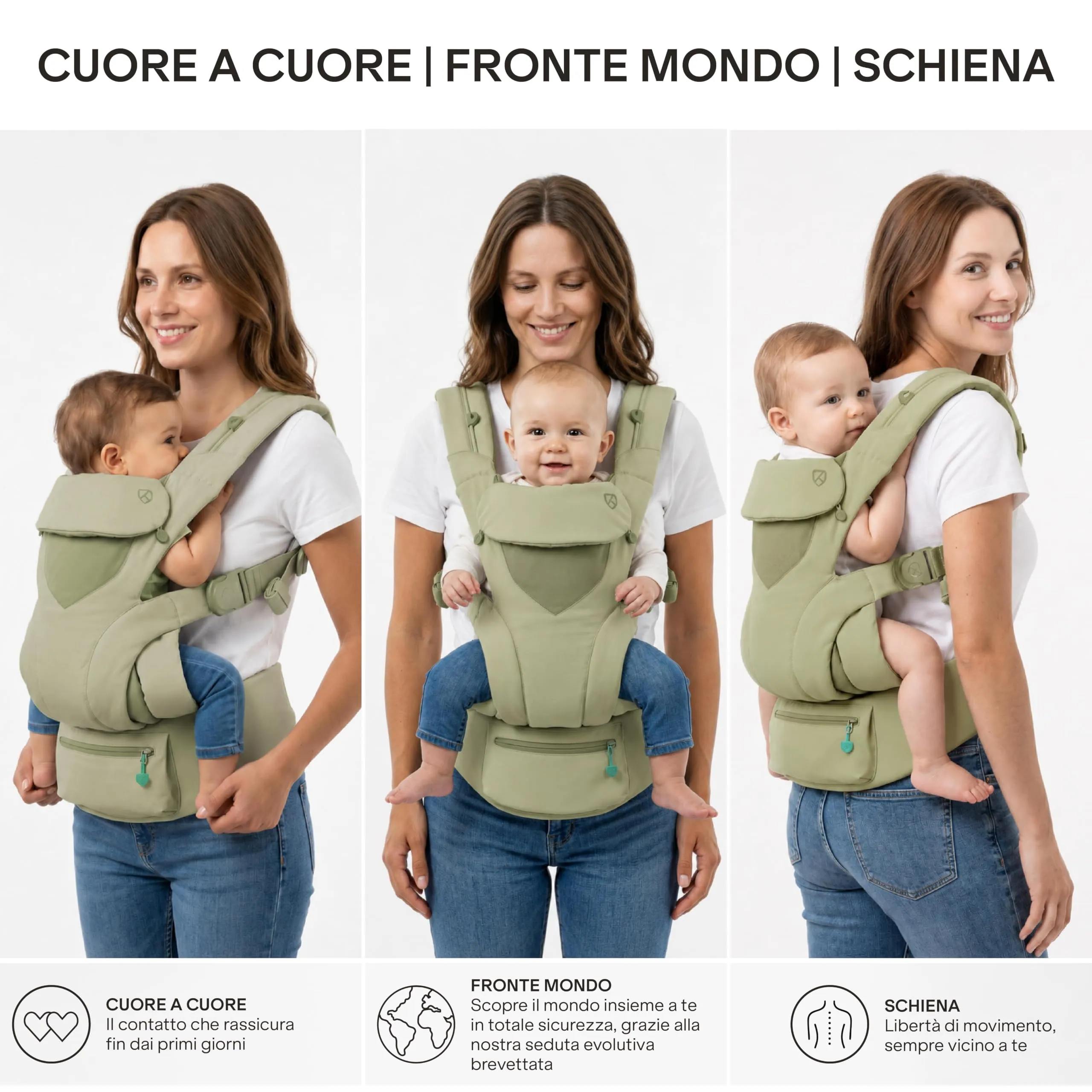 Koala Babycare Marsupio Neonato 0-36 Mesi Ergonomico da 3.2 a 20 kg - Marsupio Bambino con Seduta Evolutiva Regolabile in 3 Misure - Baby Carrier Cuore a Cuore, Fronte Mondo e Schiena - immagine 4