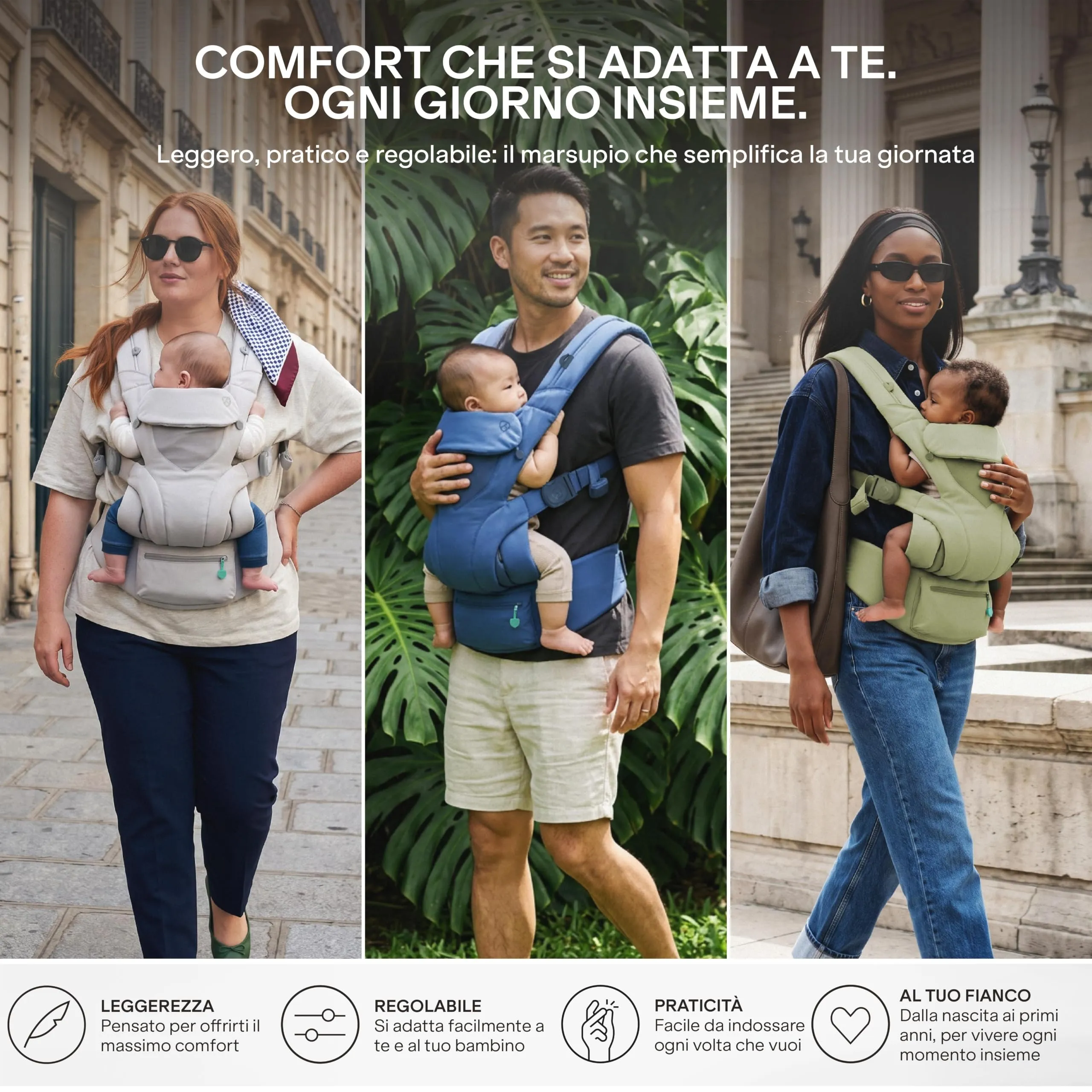 Koala Babycare Marsupio Neonato 0-36 Mesi Ergonomico da 3.2 a 20 kg - Marsupio Bambino con Seduta Evolutiva Regolabile in 3 Misure - Baby Carrier Cuore a Cuore, Fronte Mondo e Schiena - immagine 5