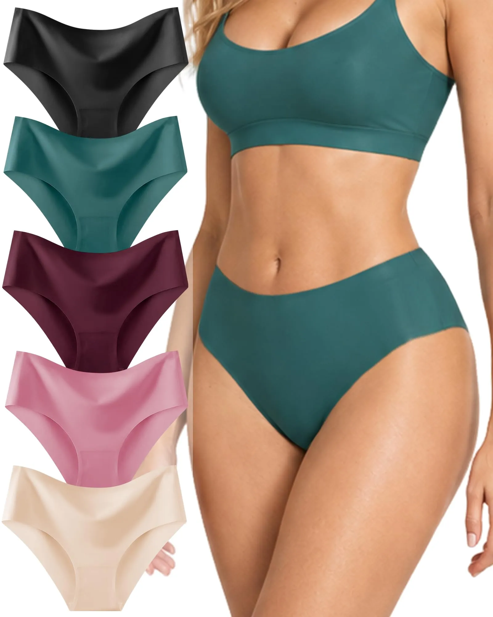 ALL OF SHE 5 Pack di Mutande Senza Cuciture Donne a Vita Media scivolamenti Morbidi Mutandine Senza Cuciture Biancheria Intima Donne Multipack XS-XL,M - immagine 1