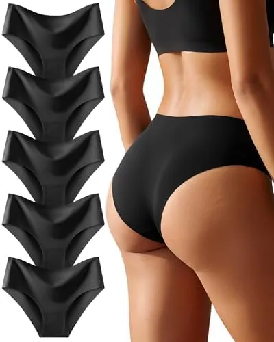 ALL OF SHE 5 Pack di Mutande Senza Cuciture Donne a Vita Media scivolamenti Morbidi Mutandine Senza Cuciture Biancheria Intima Donne Multipack XS-XL,3XL - immagine 1
