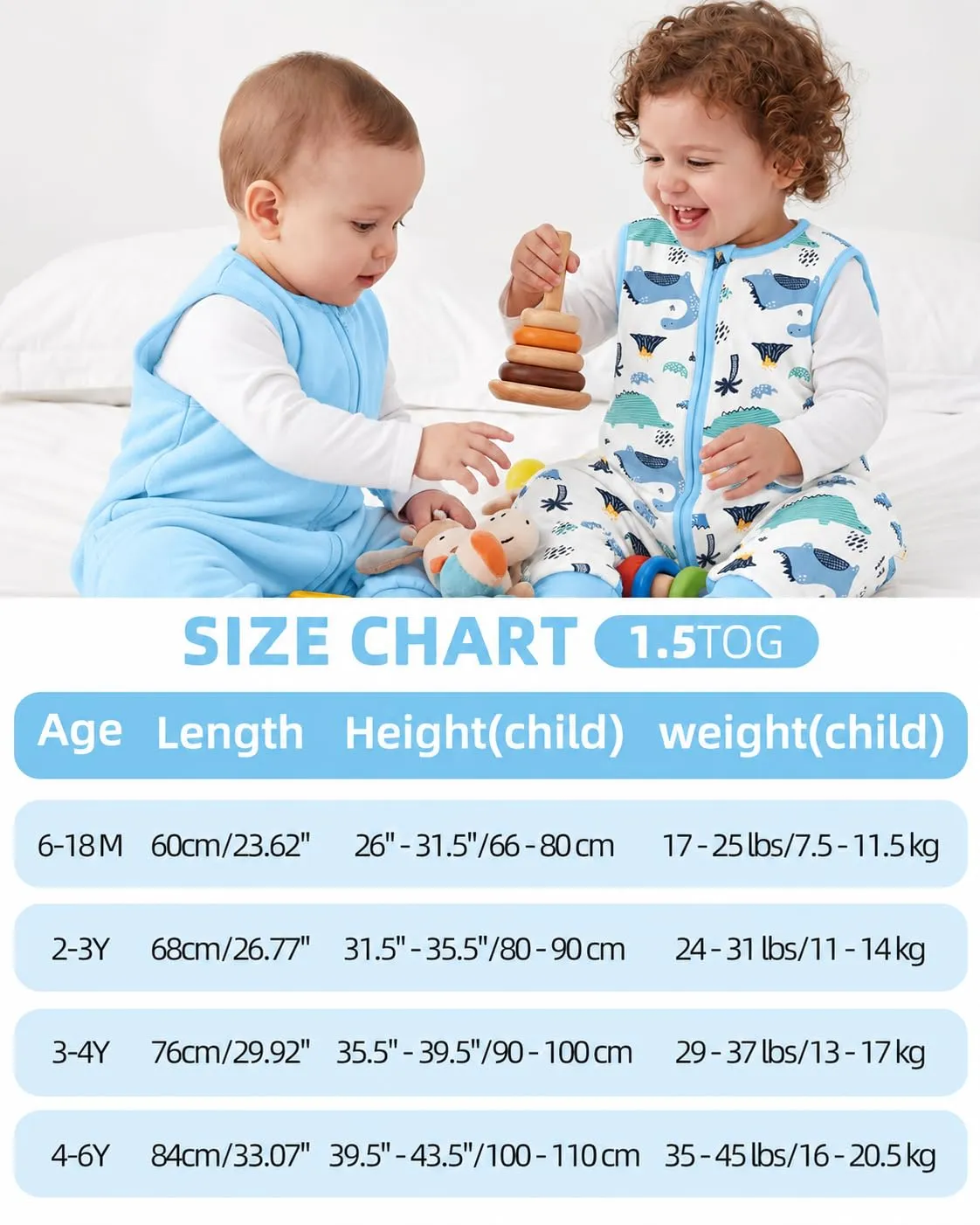 WYTbaby Set 2 sacchi nanna con piedini 1.5 Tog - immagine 7