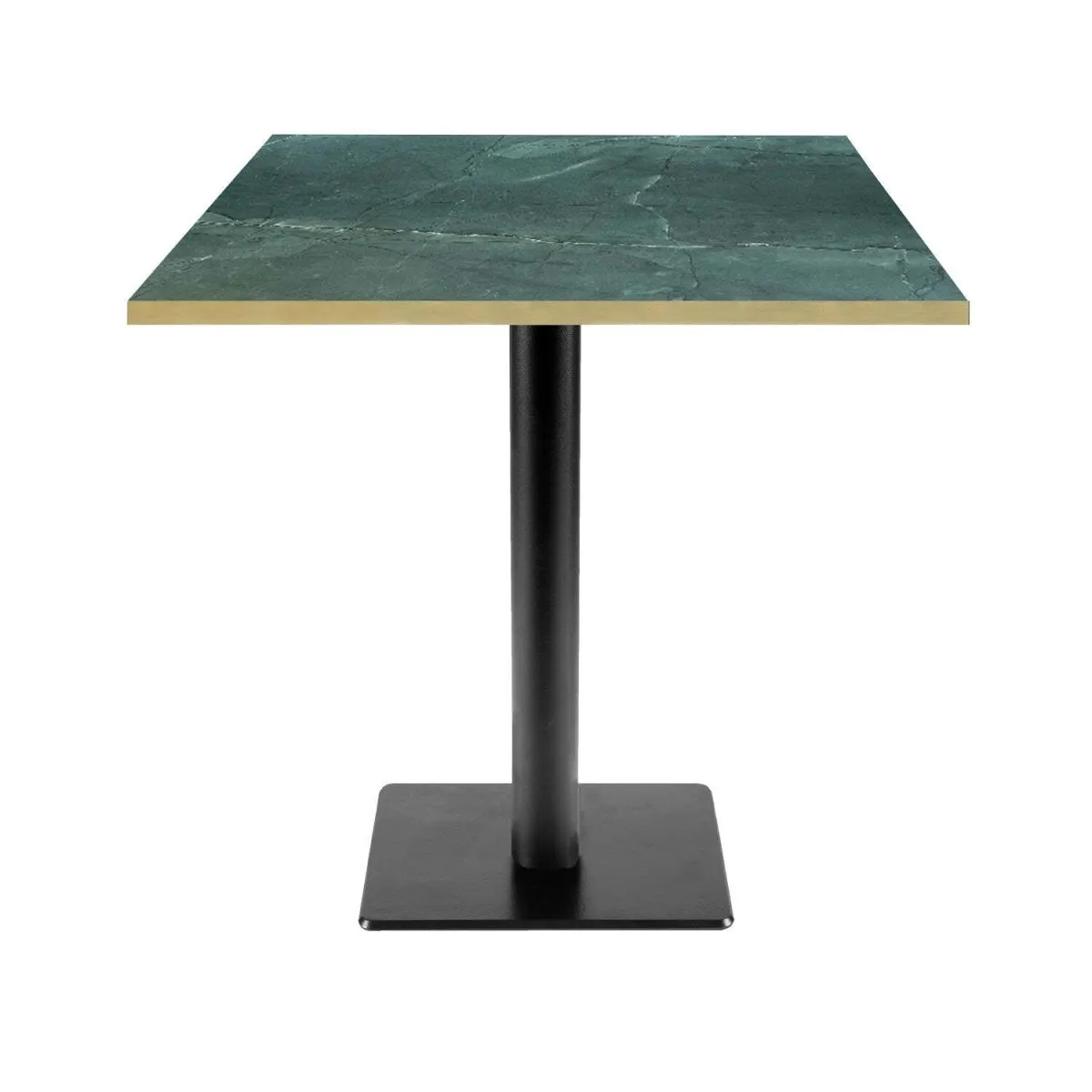 RestooTab Tavolo Milano-T quadrato - laminato pietra; 70x70x75 cm (LxLxH); verde scuro/marmorizzato/ottone; quadrata - immagine 1