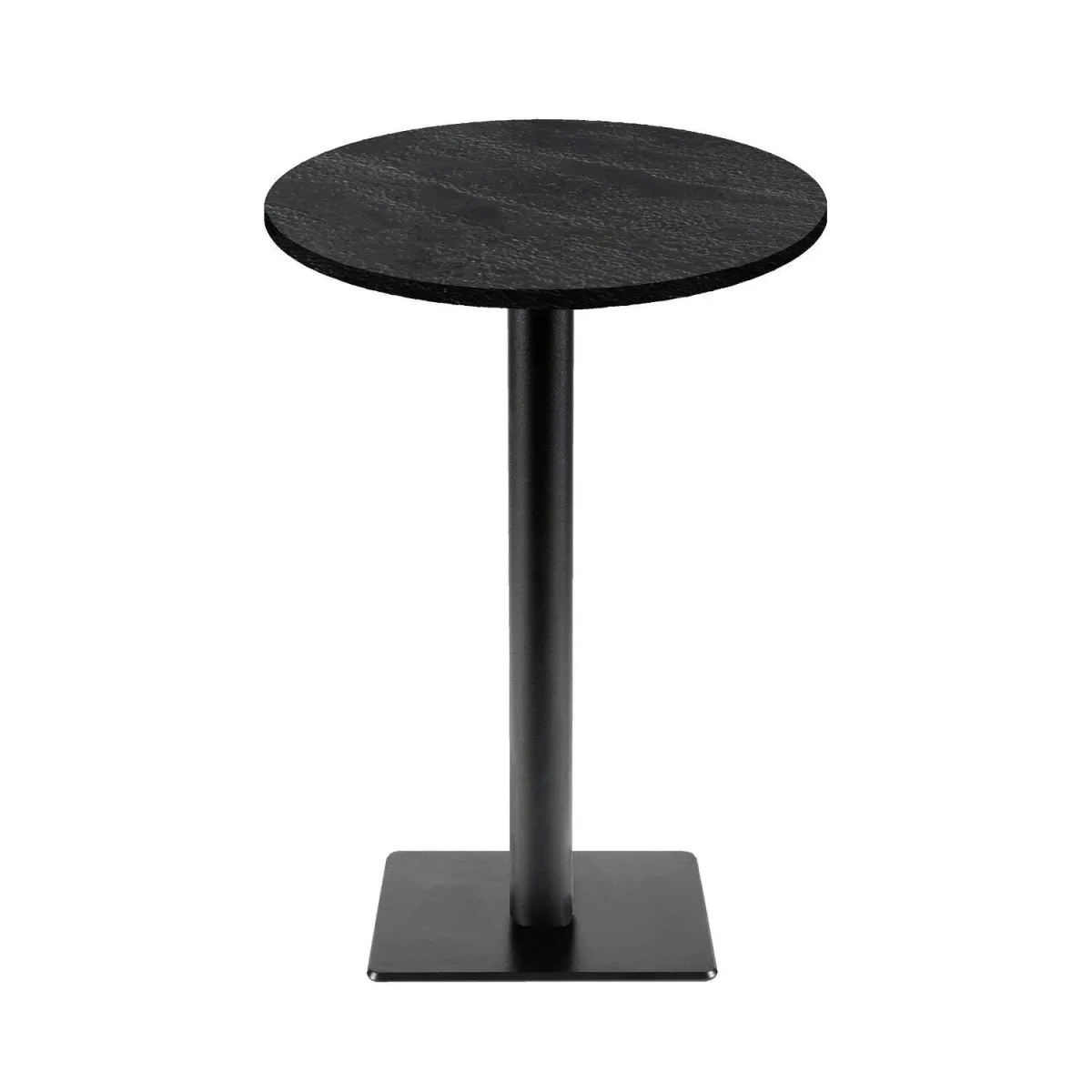 RestooTab Tavolo alto Milano-T rotondo - laminato legno & tinta unita; 113x60 cm (HxØ); nero; rotonda - immagine 1