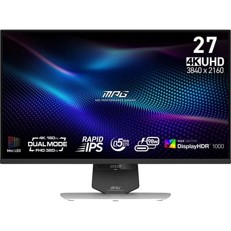 MSI MPG 274URDFW E16M 27" Mini LED Rapid IPS UltraHD 4K Dual Mode 160Hz USB-C VESA DisplayHDR 1000 - immagine 1