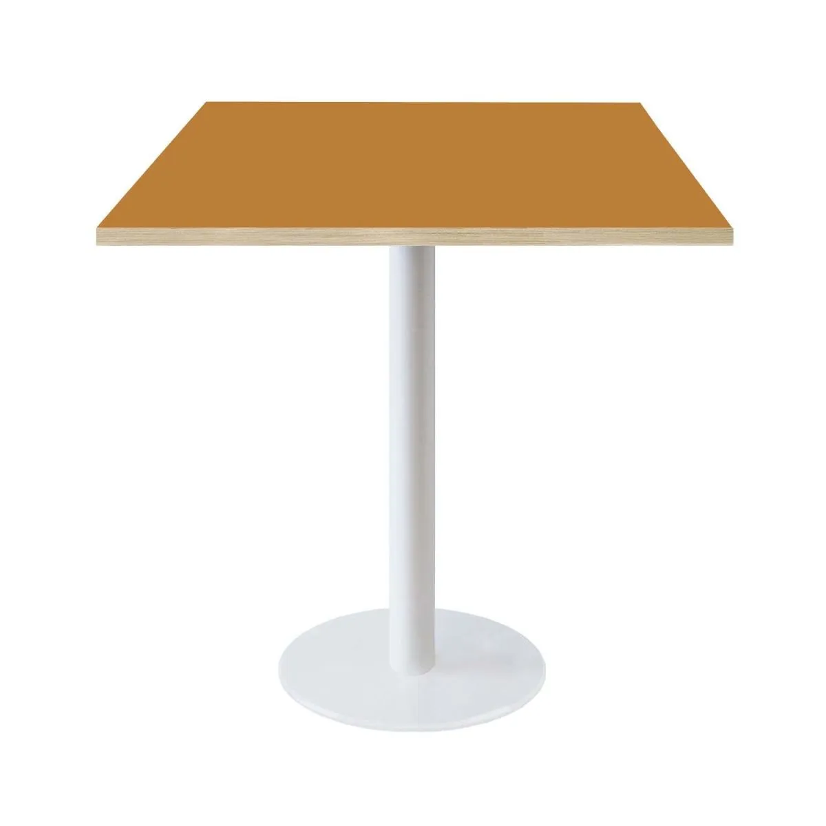 RestooTab Tavolo Roma quadrato base bianco - laminato tinta unita; 70x70x75 cm (LxLxH); senape/marrone; quadrata - immagine 1