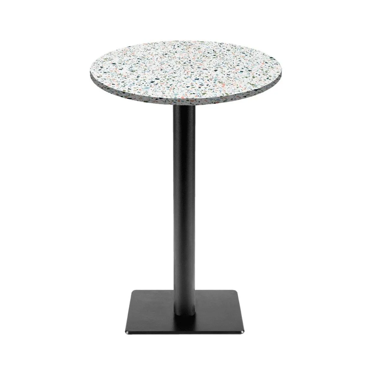 RestooTab Tavolo alto Milano-T rotondo - laminato pietra; 113x60 cm (HxØ); multicolore/terazzo; rotonda - immagine 1