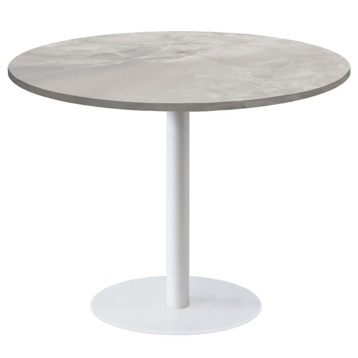 RestooTab Tavolo Roma XL rotondo base bianco - laminato legno & pietra; 75x120 cm (HxØ); beige/grigio/marmorizzato; rotonda - immagine 1
