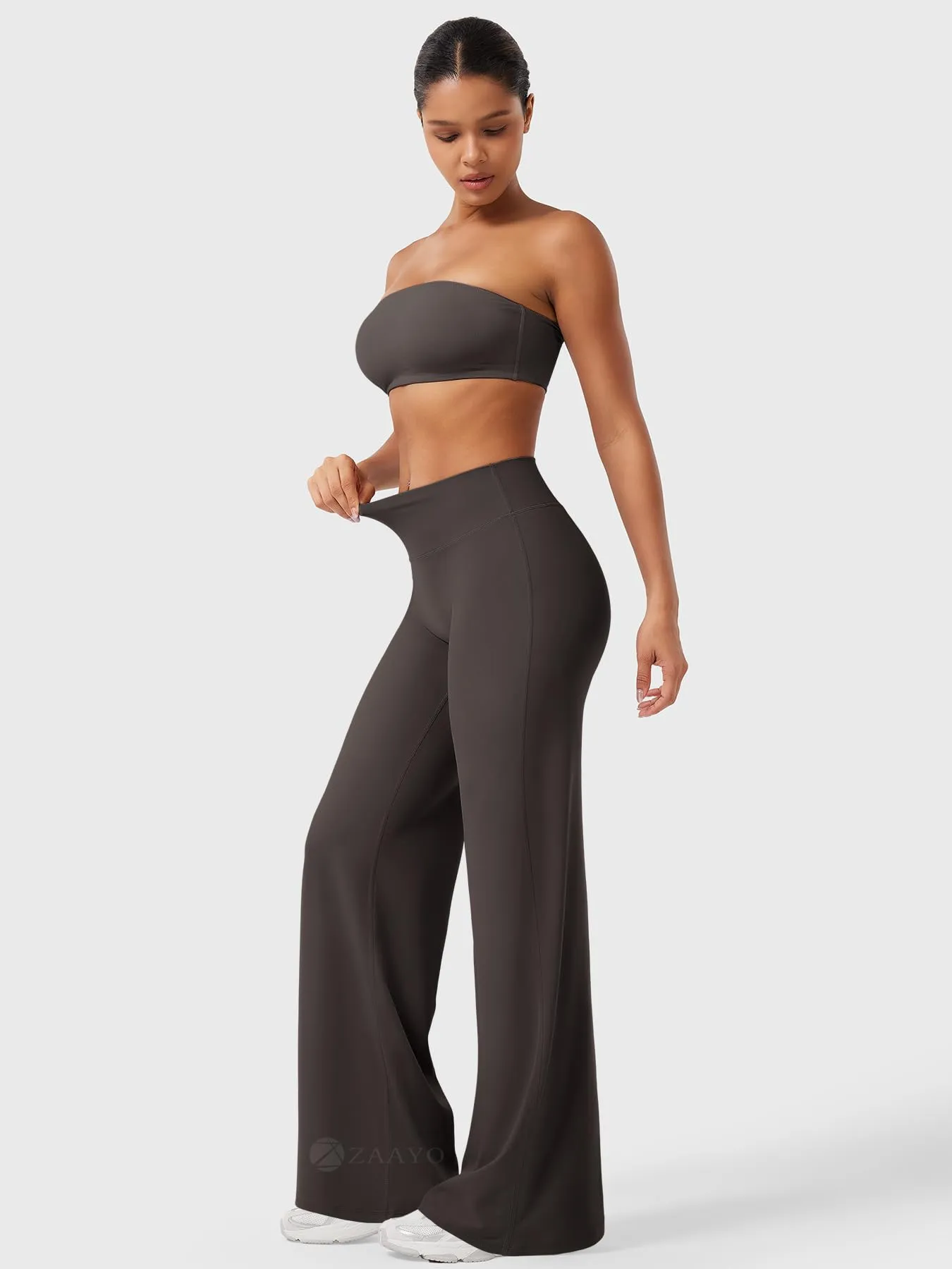 ZAAYO Leggings dritti da donna, senza cuciture, svasati, per yoga, palestra - immagine 5