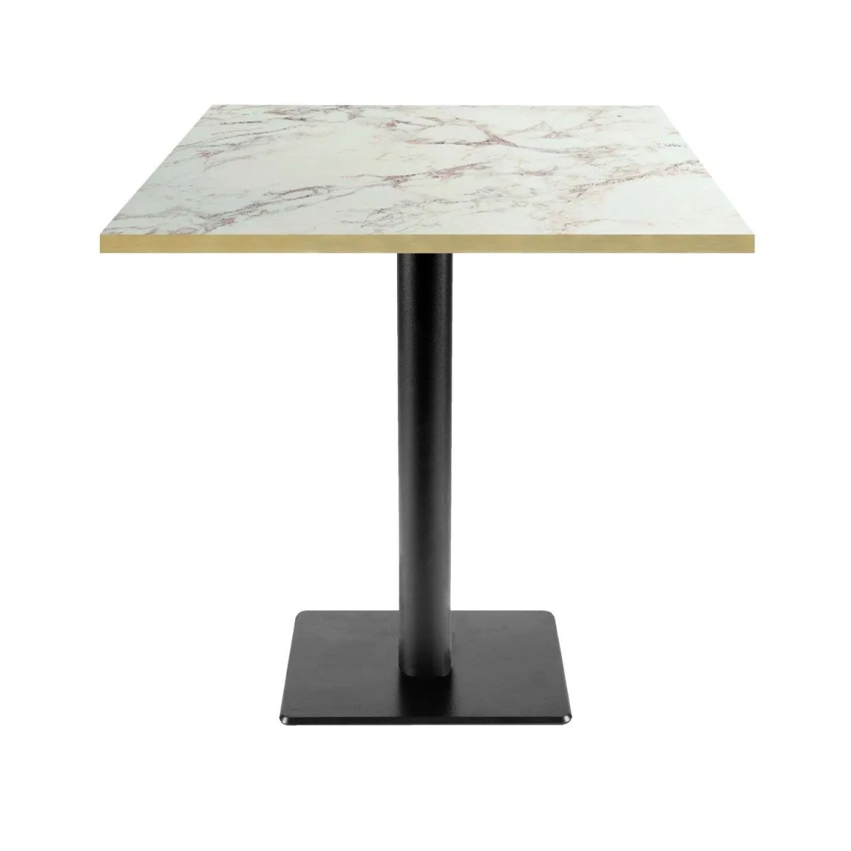 RestooTab Tavolo Milano-T quadrato - laminato pietra; 70x70x75 cm (LxLxH); bianco lana/marrone/ottone; quadrata - immagine 1