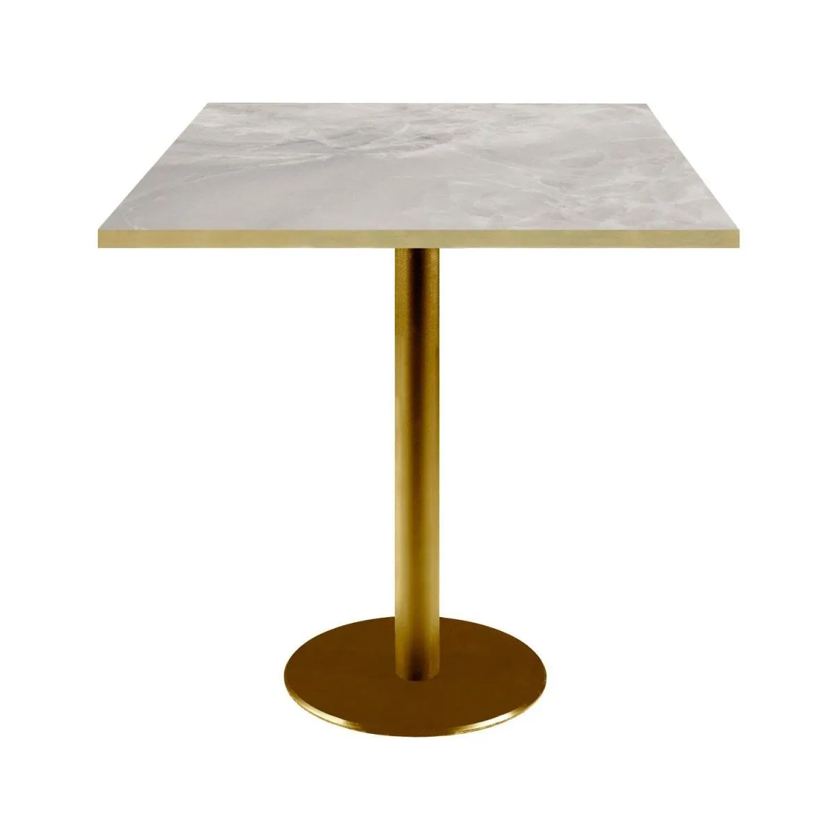 RestooTab Tavolo Roma quadrato base dorato - laminato pietra & canti ottone; 70x70x75 cm (LxLxH); beige/grigio/ottone; quadrata - immagine 1