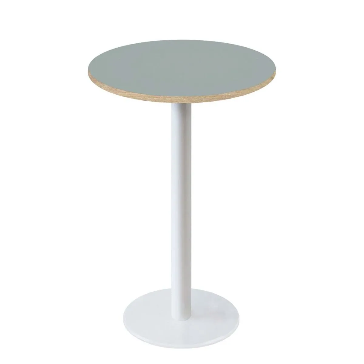 RestooTab Tavolo alto Roma rotondo base bianco - laminato tinta unita; 113x60 cm (HxØ); grigio/marrone; rotonda - immagine 1
