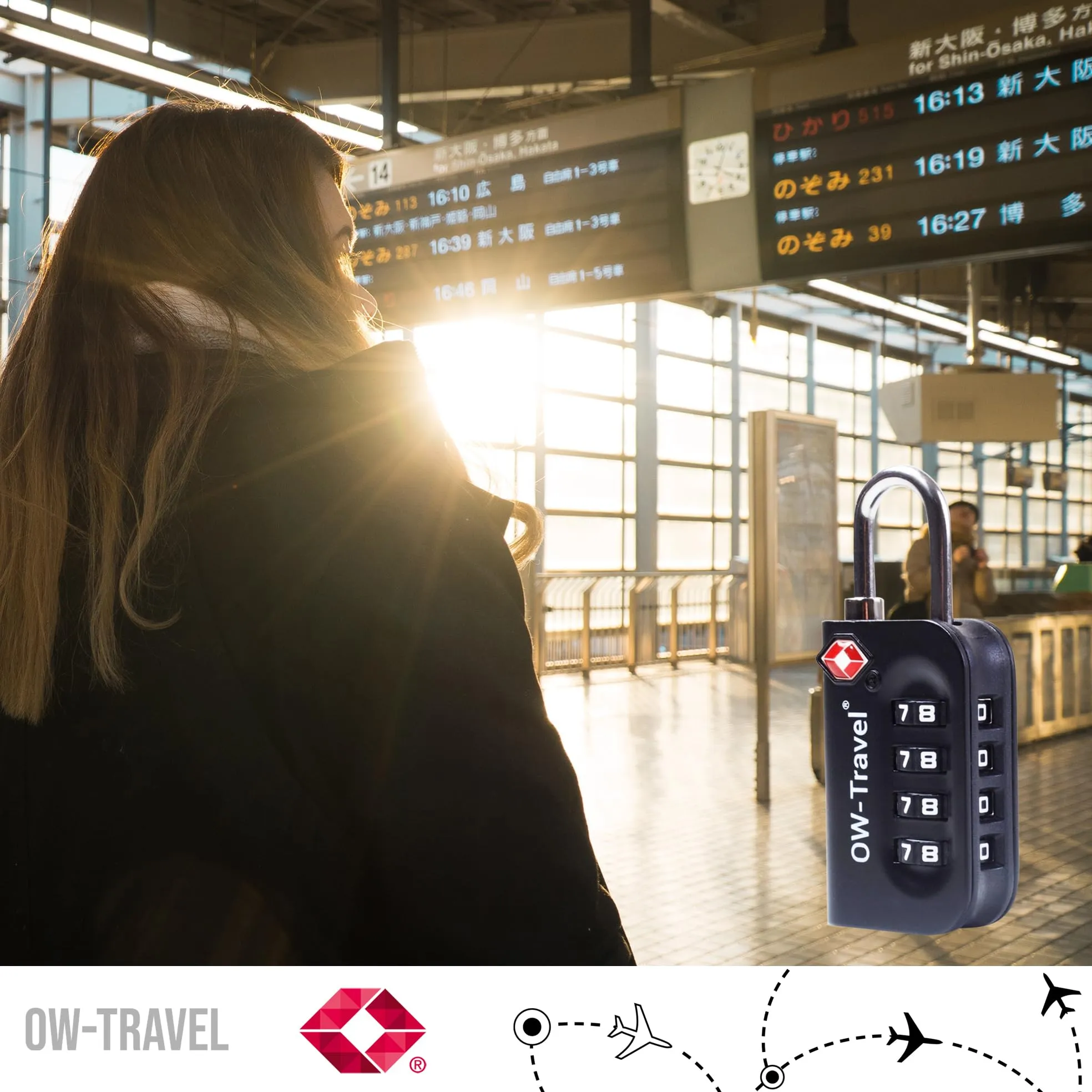 OW-Travel Lucchetto TSA, Lucchetto Valigia Aereo Codice 4 Cifre Nero 2 Pz - immagine 9