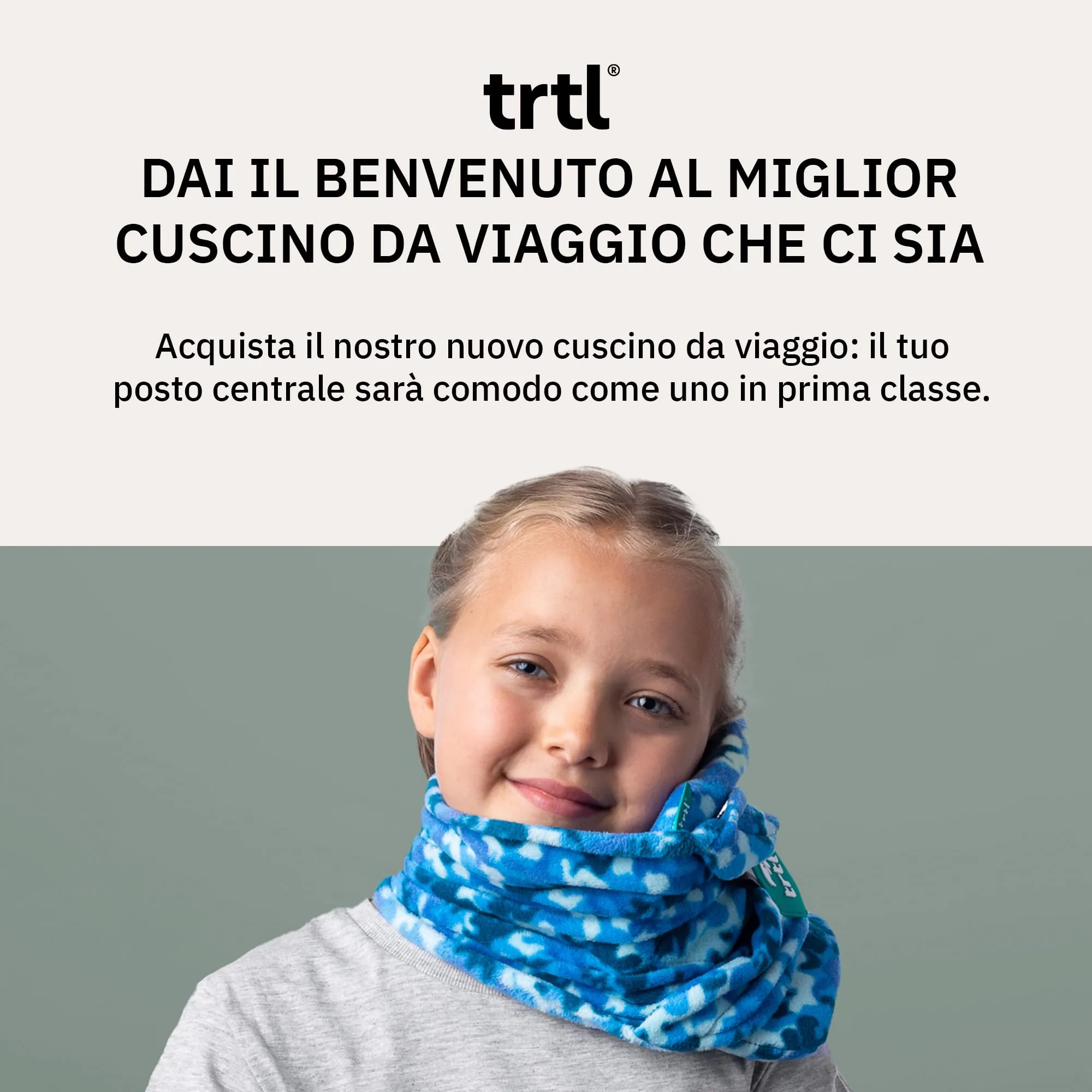 trtl Pillow Junior - Cuscino da Viaggio per Bambini con Supporto Interno per il Collo, Ergonomico e Materiale Ipoallergenico. Accessorio da Viaggio per Bambini dagli 8 Anni in su' (Aqua Pop) - immagine 2