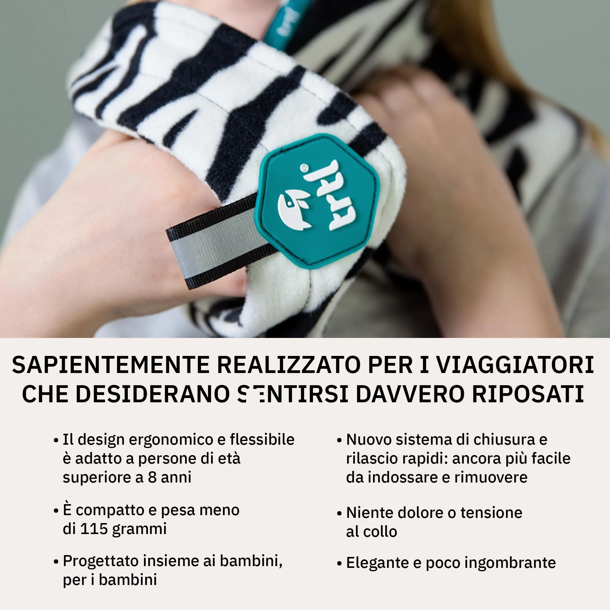 trtl Pillow Junior - Cuscino da Viaggio per Bambini con Supporto Interno per il Collo, Ergonomico e Materiale Ipoallergenico. Accessorio da Viaggio per Bambini dagli 8 Anni in su' (Aqua Pop) - immagine 4