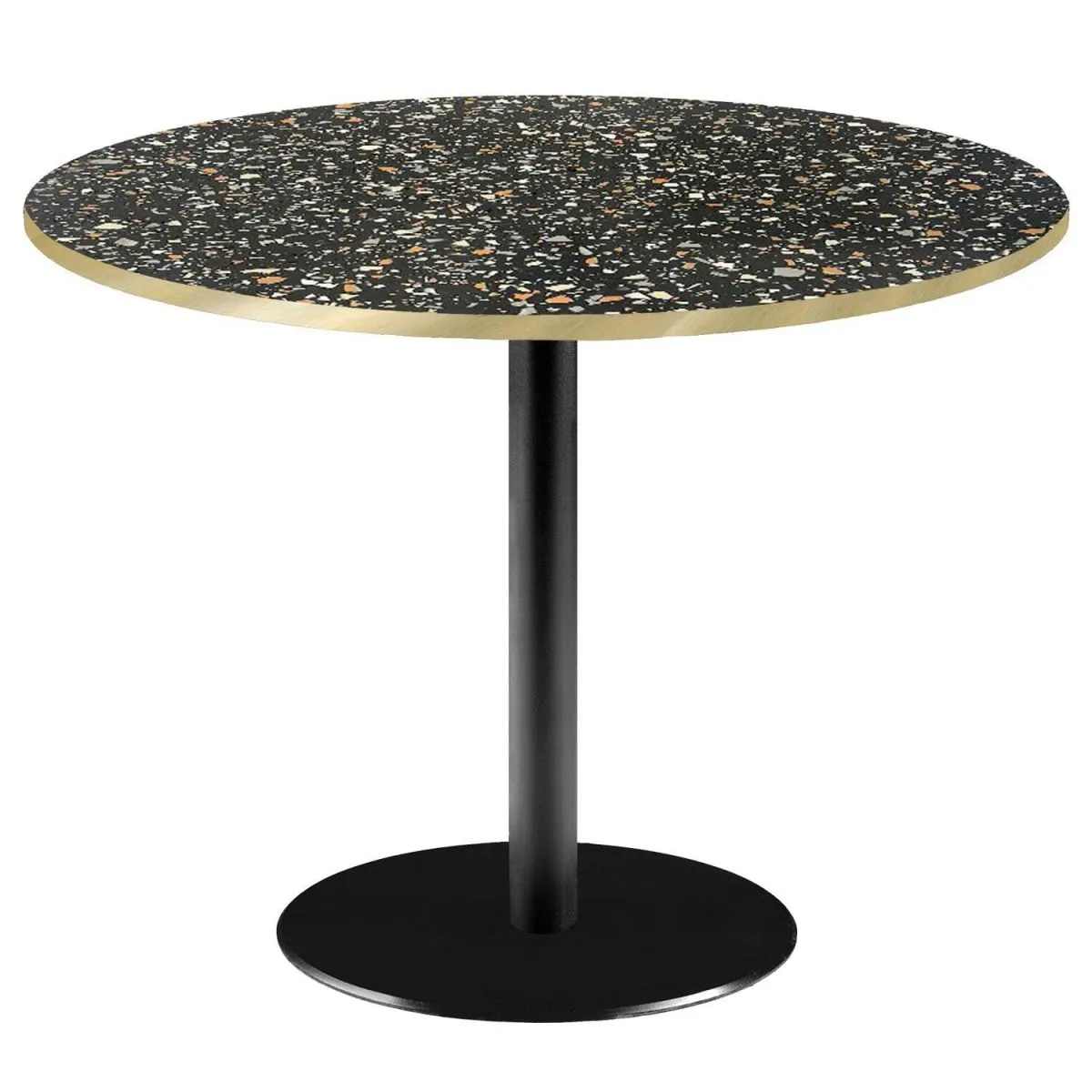 RestooTab Tavolo Roma XL rotondo - laminato pietra; 75x120 cm (HxØ); nero/terazzo/ottone; rotonda - immagine 1