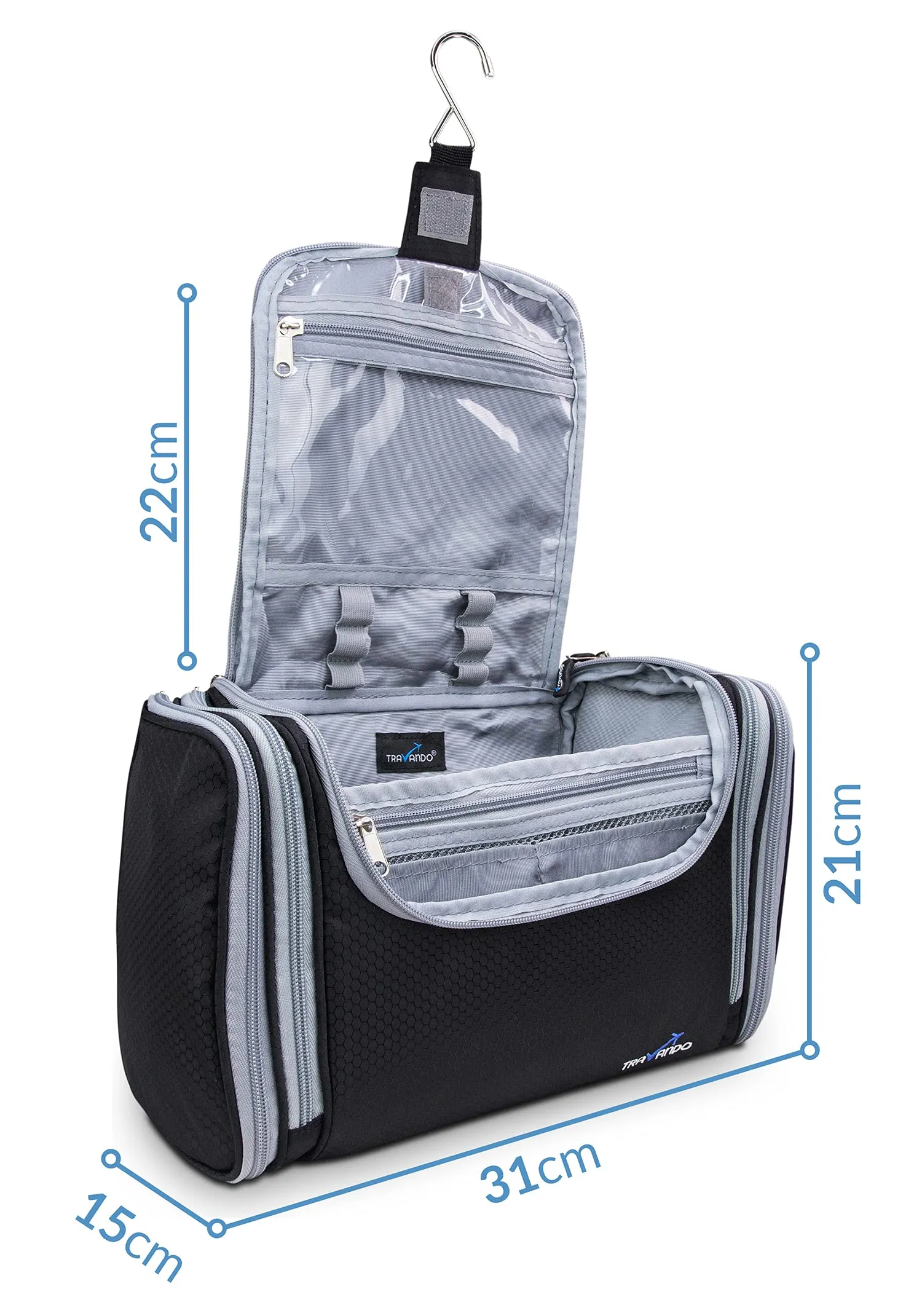 TRAVANDO XXL Borsa Toilette Signore Grande da Appendere 'Maxi' - 8,8 Litri - Borsa Cosmetica Con Molti Scomparti - Beauty Case Grande - immagine 2